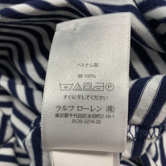 RALPH LAUREN Size XL Navy White Stripe Cotton Short Sleeve Polo - Picture 7 of 8